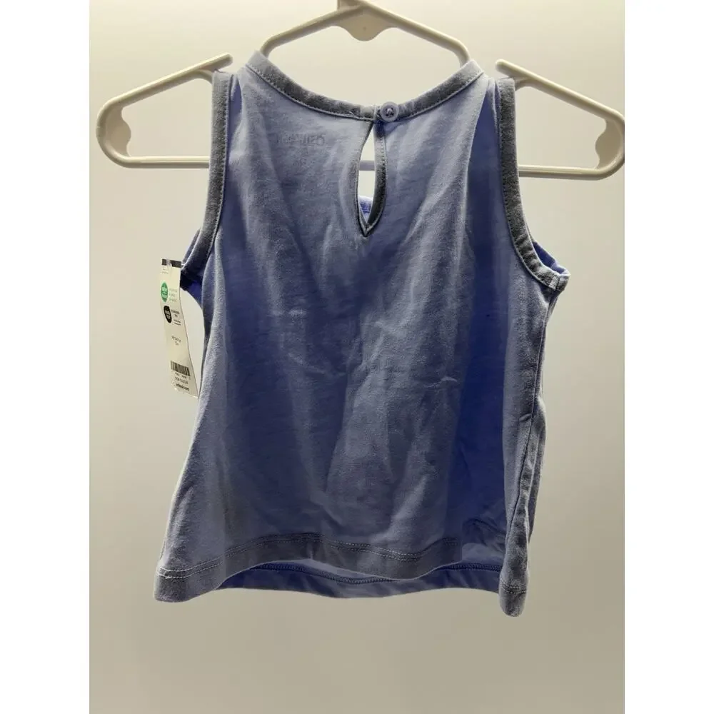 OshKosh B’gosh Baby Girls 12M Blue Floral Embroidered Sleeveless Top NWT